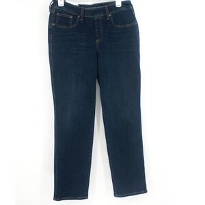 Chico's Modern Pull On Straight Leg Jeans Dark Rainier Indigo 0.5R US 6R NEW